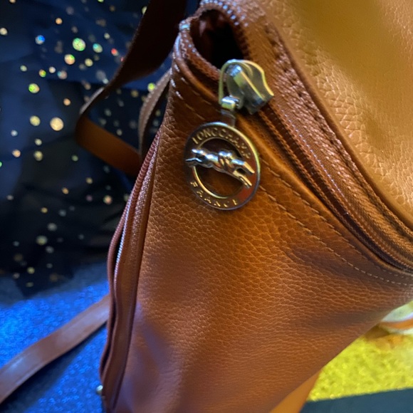 LONGCHAMP VINTAGE CAMEL TAN GENUINE LEATHER Backpack GORG RARE LUX $ FIRM - Picture 5 of 16